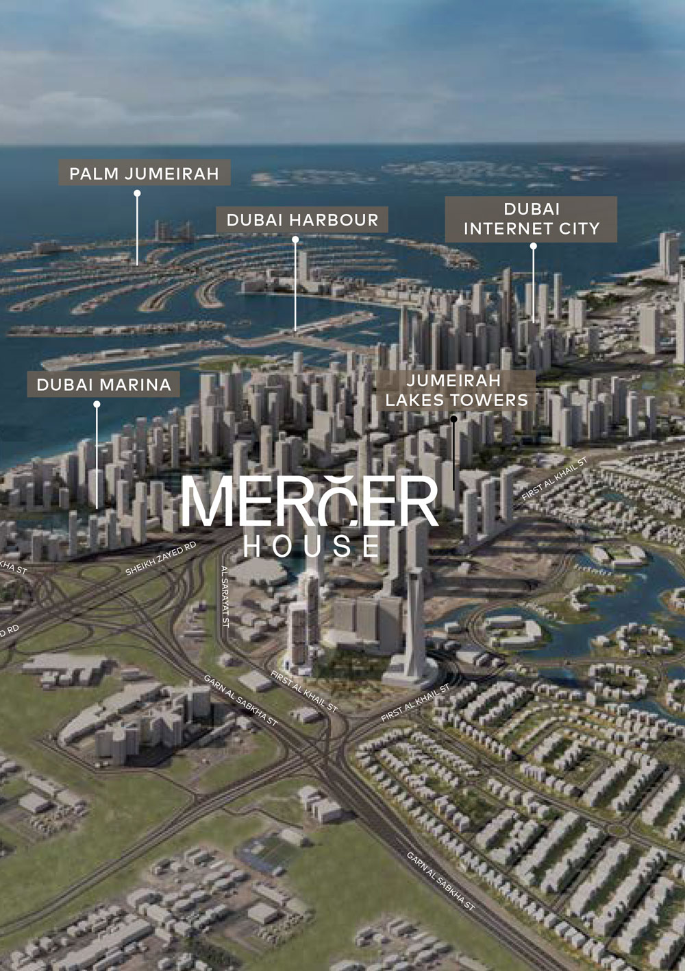 Mercer House location map — Uptown Dubai