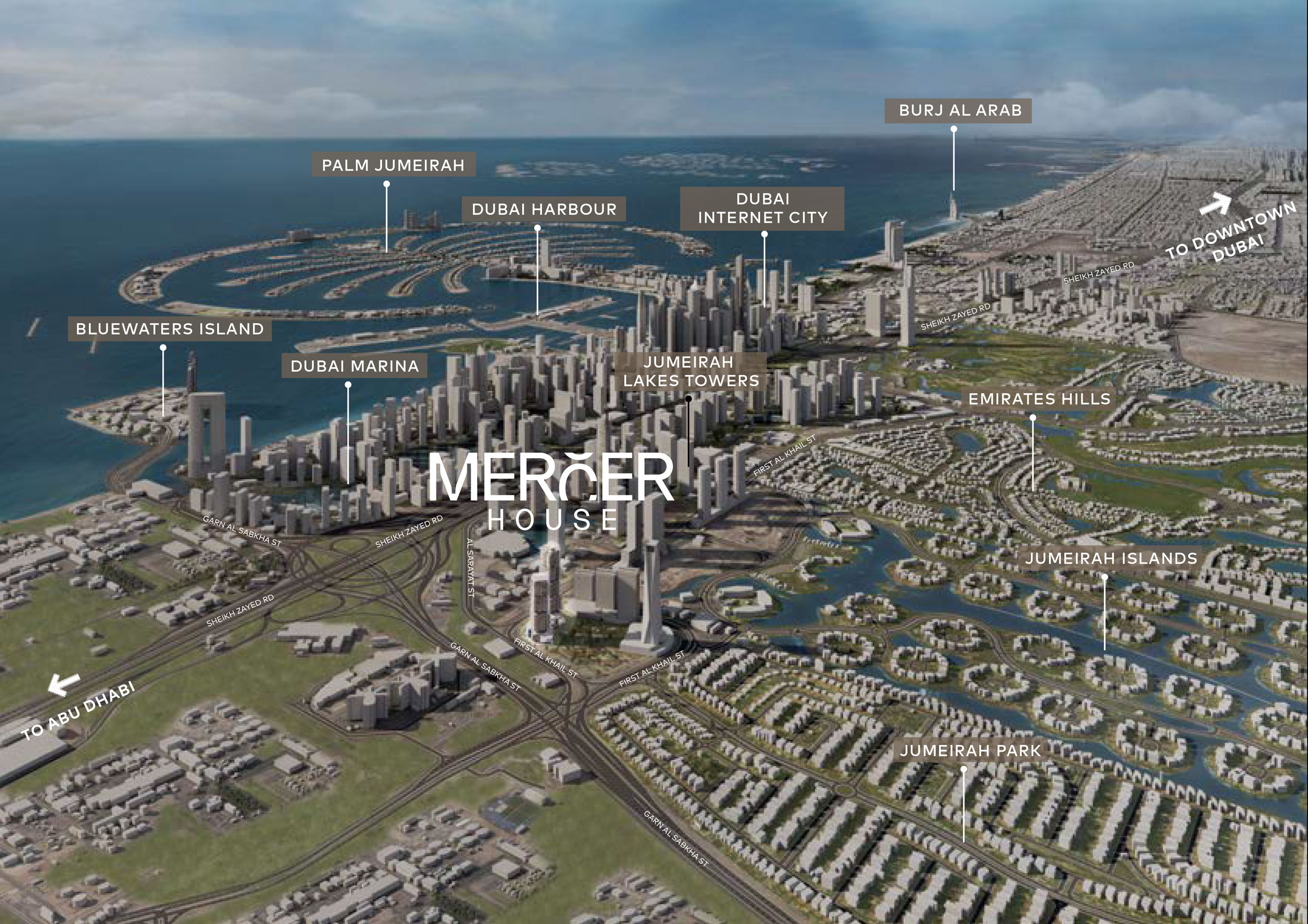 Mercer House location map — Uptown Dubai