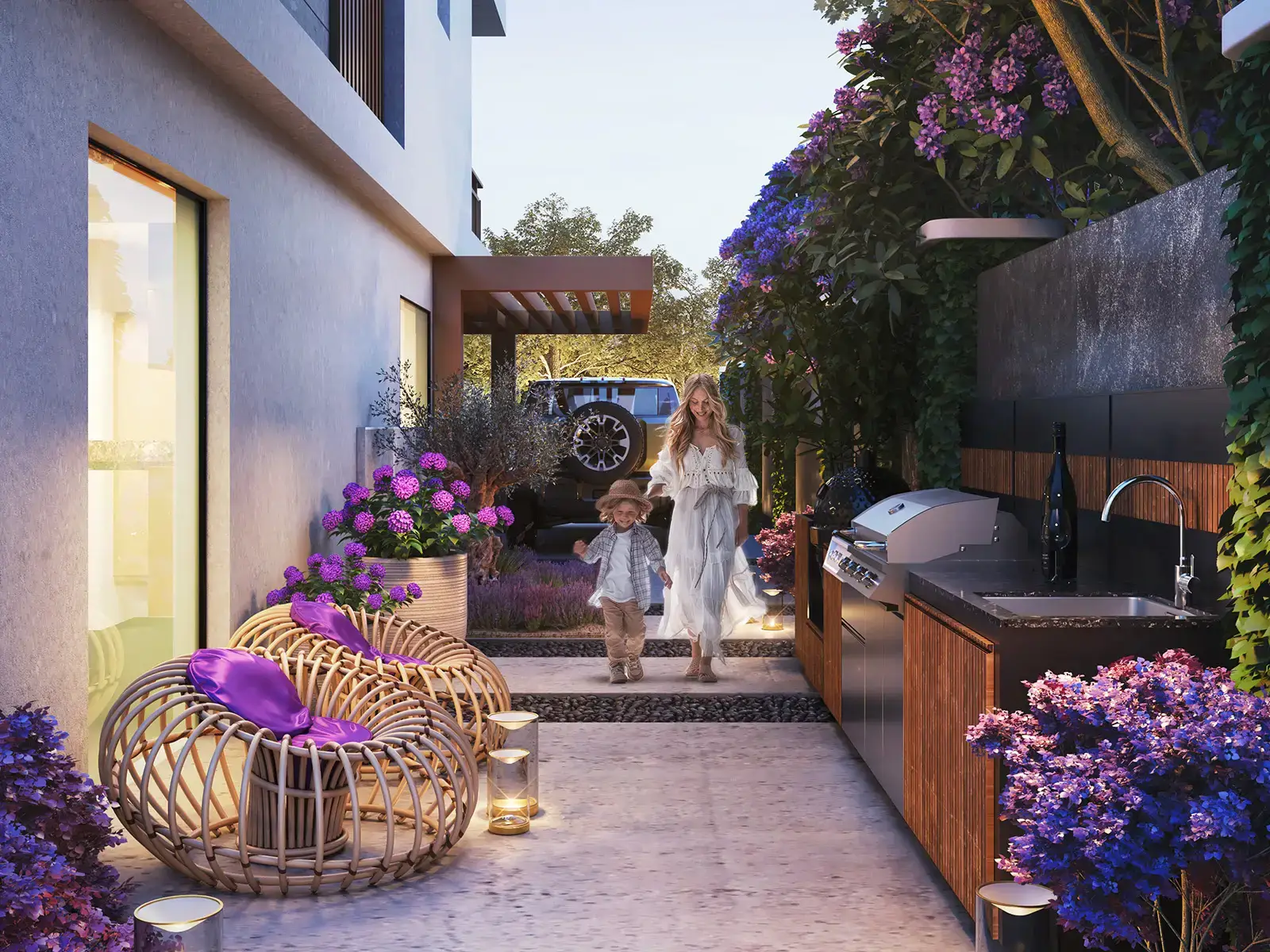 Outdoor living and barbecue space